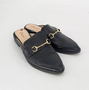 Dunion Faux Leather Loafer Slides Black size 8.5 preppy Business casual work